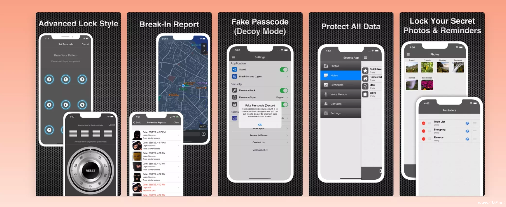 App Secret 手机数据加密！可对 照片、视频、笔记、提醒或联系人进行加密【限免】