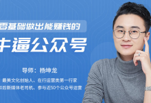 零基础做出能赚钱的牛逼公众号-纯净分享