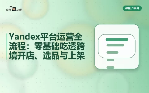 Yandex平台运营全流程:零基础吃透跨境开店、选品与上架