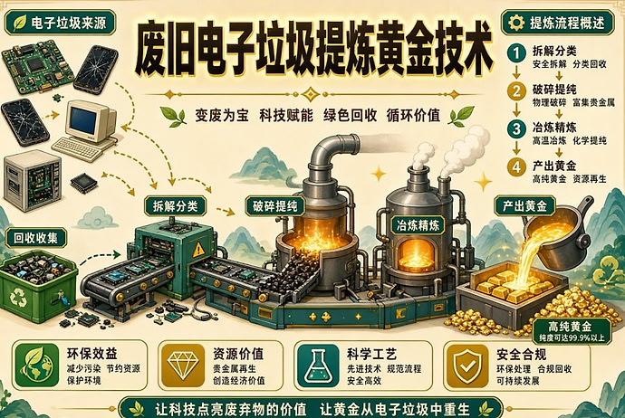 废旧电子垃圾提炼黄金技术,含金量分析与提炼全流程